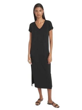 Cuyana Pima Modal V-Neck Midi T-Shirt Dress